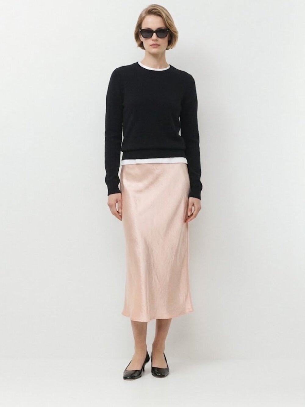 Aritzia Satin A-Line Long Skirt - Color Denude